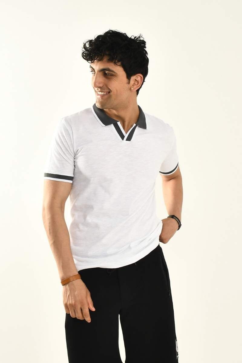 Beyaz Polo Yaka T-shirt 12729 - 5