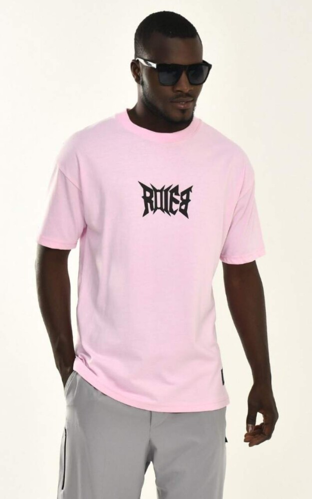 Erkek Pembe Sırt Baskı %100 Pamuk T-shirt - DAVID&GERENZO (1)