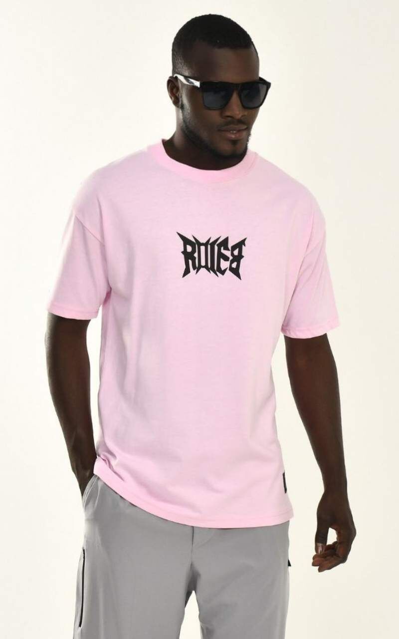 Erkek Pembe Sırt Baskı %100 Pamuk T-shirt - 2