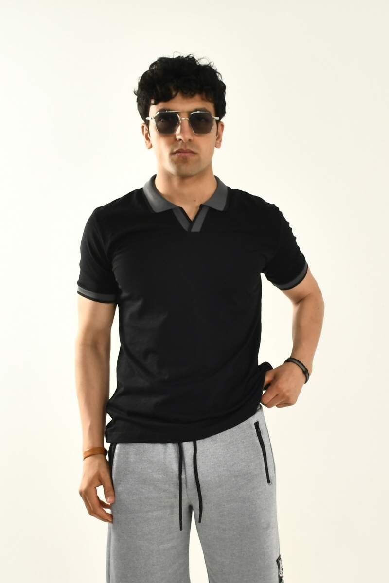 Siyah Polo Yaka T-shirt 12729 - 3